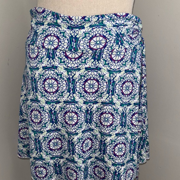 Soybu Dresses & Skirts - Soybu blue & teal medallion A Line Pull On Side Tie Yoga Waist skirt size Small